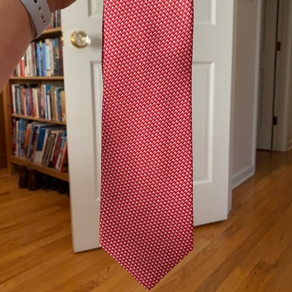 Tom James Silk red and white checkered tie
